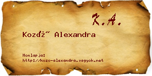 Kozó Alexandra névjegykártya